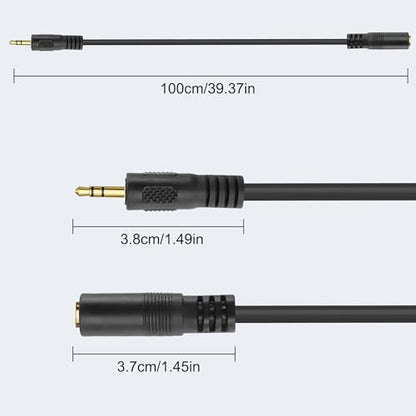 MEIRIYFA 3 Pole 2.5mm to 3.5mm Stereo Jack Adapter Cable | 2.5mm Mono Male to 3.5mm Female TRS Headset Audio Extender Cable for Headphone -1M (2PCS)