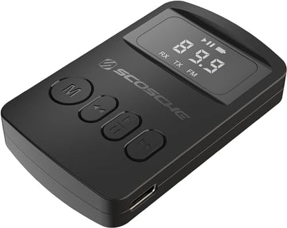 Scosche BTTRFM-SP1 Portable Bluetooth Transmitter/Receiver, FM Transmitter and Wireless Audio Receiver for TV, Headphones, Home/Car Stereo, Airplane Entertainment and more, up to 7 Hour Battery Life - color: Black