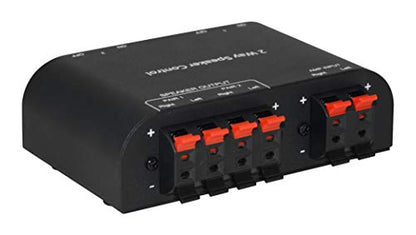 61048 2 to 4 Way Speaker Switch, 1 in 2 Out to 1 in 4 Out Way Pair Stereo Speaker Selector W/Terminal Clamps Metal Non-Slip Box - Black (1 x 2 Way) - color: Black
