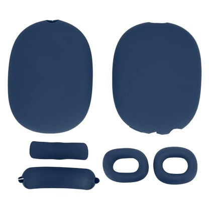 Headphone Protective Cover Kit for iOS Over Ear Headset, Silicone Headband Pad Beam Cushion Earpad Ear Cup Covers Set, Replacement Protector with Precise Openings, Washable (Blue) - color: Blue