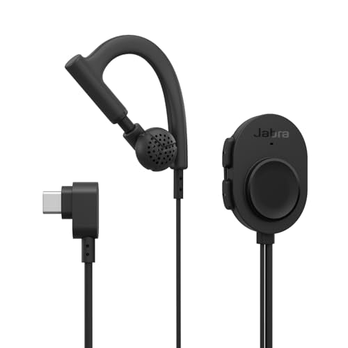Jabra Perform 10 Wired PTT Earpiece with in-Line Clip-On Noise-Cancelling Microphone, Android Devices Only, Works with Walkie Talkie app in Microsoft Teams, Zello and Zebra, USB-C Connectivity, Black