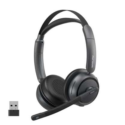NUROUM HP31DU Wireless Headset with Mic & Dongle for Work | Multi-Point Connection, All-Day Comfort, Long Battery Life, One Button Mute, Versatile Connectivity