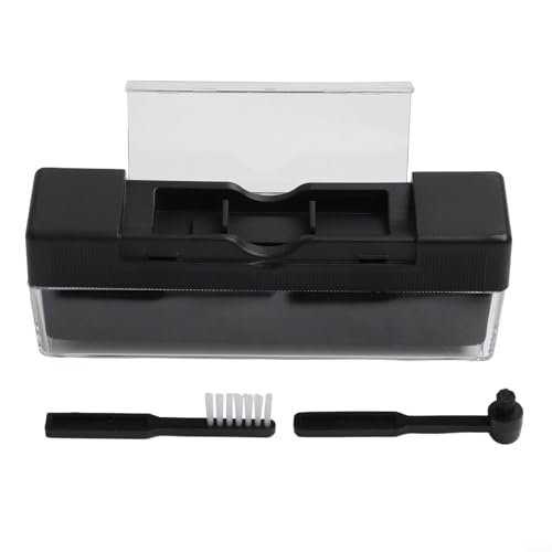 3-in-1 Vinyl Record Cleaning Brush Set with Velvet Groove Cleaner, Carbon Fiber Stylus Brush & Anti-Static PS Shell Case — for Record Care, Dust and Static Removal, Compact Storage Design