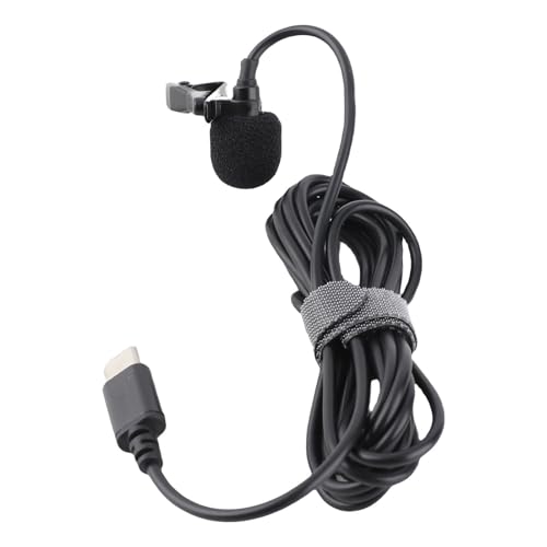 USB C Lavalier Microphone for Smartphone Recording, Wired Lapel Mic with Noise Reduction, Plug & Play Clip On Interview Mic for Video Online Class Game Live Streaming, Compact
