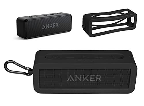 Customized Silicone Skin for Anker Soundcore 2, SoundCore 2 12 W Portable Bluetooth Speaker, Full Protection from Shock, Shake and Drop, Make the Soundcore 2 Speaker Real Portable (Black) - color: Black