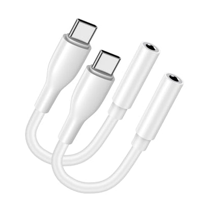 USB C to 3.5mm Headphone Adapter for Samsung Galaxy S26 S25 Ultra S24FE S23 | 3.5mm to usb c Audio AUX Mic Jack Adapter Dongle Cable for Google Pixel 10A 10 Pro Fold XL 9 Rro XL 8 Pro,iPhone 17 16 15 Pro - color: White