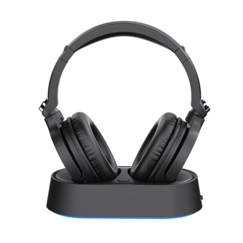 Wireless Headphones for TV Watching, Over Ear Headphones with Charging Base, Cushioned Ear Cups, Adjustable Headband, Wireless Headset for Home, Work, Travel and Daily Use