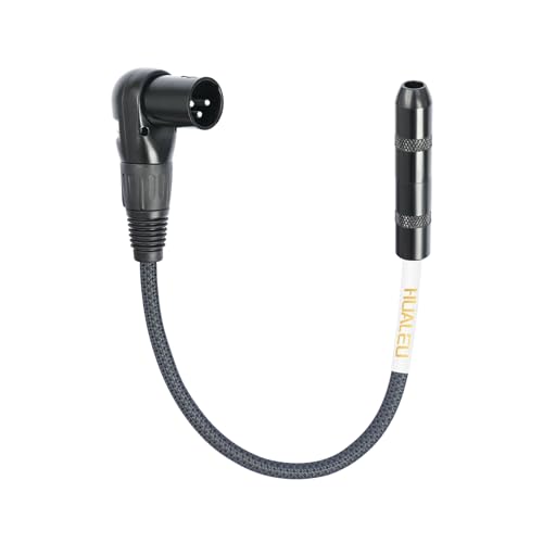 1FT Right Angle XLR Male to 1/4 TRS Mini Jack Adapter Cable,6.35 mm 1/4 Female to Right Angle 3Pin-XLR Male Cable for Mixer, Audio Player, Power amplifier-1Pack
