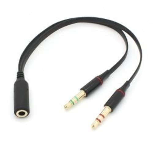 Xiwai Black Dual 3.5mm Male to Single Female Headphone Microphone Audio Splitter Cable for Cell Phone & Tablet & Laptop - style: 3.5mm