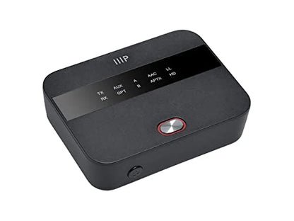 Monoprice Bluetooth 5 Long Range Transmitter and Receiver - with AptX HD and AptX Low Latency, SBC, AAC, Up to 32 Feet (10 Meters) Toslink/Optical, 3.5mm Aux, Up to 25 Hours of Audio Playback