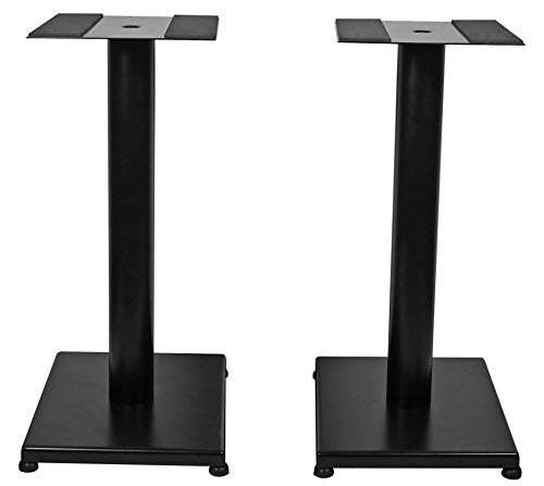 Rockville RS21B V2 Pair 21" Steel Bookshelf Speaker/Monitor Stands, Black | 60 Lb Capacity, Cable Management, EVA Pads, Brass Spikes, Rubber Feet, 9x9 Top Plate, Brass Spikes, Powder Coated - color: Black