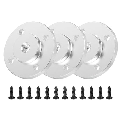 PATIKIL 1/4"-20 Female Thread Microphone Flange Mount, 3Pcs Desktop Gooseneck Table Mounts Base with Round Head Screw for Gooseneck Hose Adapter, Silver - color: Silver, size: 1/4"-20