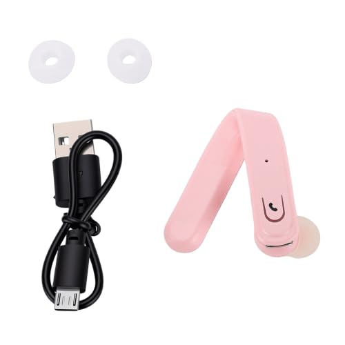 Single Ear Bluetooth Headset, Handsfree Earphone with Mic, IP67 Water Proof Ear Hook Wireless Earpiece for Truck Driver Laptop Cell Phone (Pink) - color: Pink