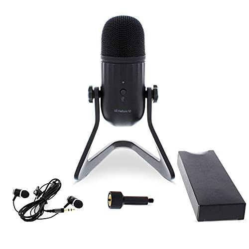 HX10 Podcast Mic - Condenser USB Microphone for Computer, Gaming, Recording, Streaming, More - Ear Buds, Mute Button, Volume Control Included