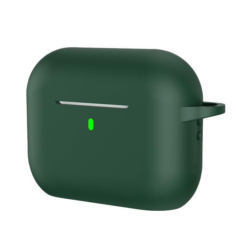 Shockproof Silicone Cover for Wireless Earbuds Case Shell with AntiScratch Protections Nonslip Grip Protector - color: Dark Night Green