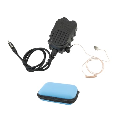 Tubeless 3.5mm Earpiece+PTT Hand Speaker Mic Kit w/ 2Pin K Plug,7.0mm Tactical Headset Jack for Clear Communication (Speaker Mic + Earpiece, Black) - color: Black, style: Speaker Mic + Earpiece