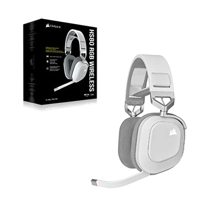 Corsair HS80 RGB Wireless PC PS5 PS4 Mac Gaming Headset – White - color: White