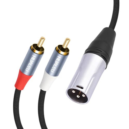 3FT 3Pin XLR Male to 2 RCA Male Y Splitter Patch Cable,One-Point Two-Unbalance Audio Cable 1 XLR to 2 RCA for Speaker Condenser Mic Mixer AMP - color: 3Ft/XLR M to 2 RCA M