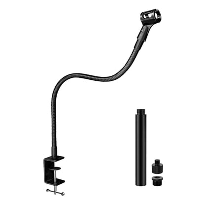 30-INCH Modular Microphone Stand Kit - Heavy-Duty Flexible Gooseneck Desktop Mic Stands Clamp Mount Base and Extension Tube