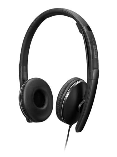 Lenovo Wired ANC Headset Gen 2 (Teams) with Active Noise Cancellation, EPOS BrainAdapt & ActiveGard Tech, Lightweight, USB-C, Plug-and-Play, Zoom Certified, Customizable, Hearing Protection | Includes USB-A converter, travel pouch and 2 year warranty for
