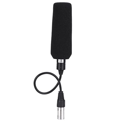 Condenser Microphone High Sensitivity Stereo Camera Mic Recording Black Unidirectional Anti Interference for Video Recording