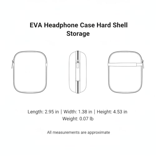 Hard Shell EVA Headphone Case for Over-Ear Models, Compact Travel Storage Organizer, Black