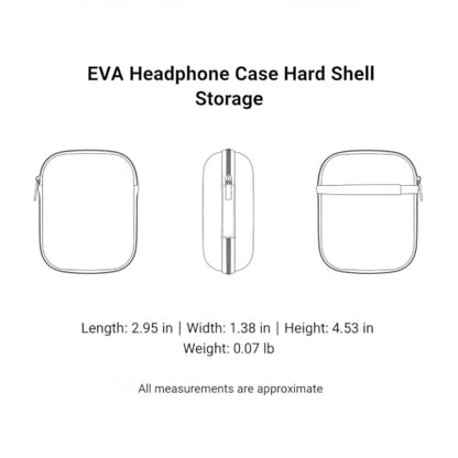 Hard Shell EVA Headphone Case for Over-Ear Models, Compact Travel Storage Organizer, Black