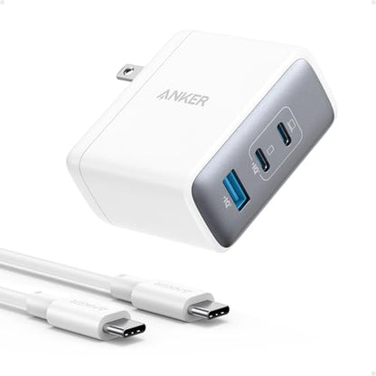 Anker Nano 100W MacBook Charger, 3-Port Fast Compact GaN USB Charger Block | With 1 Pack & 1 Cable for MacBook Pro/Air, Pixelbook, ThinkPad, Dell XPS, iPad Pro, iPhone 17 Series, Galaxy S23, and More - color: white