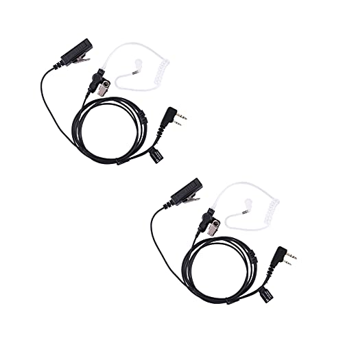 K-Storm Radio Acoustic Tube Earpiece Compatible with Kenwood Walkie Talkie | 2 Pin Surveillance Headset with Mic Fit Baofong UV-5R BF-F8HP Retevis RT21 RT22 Arcshell AR-5 - style: 2 packs