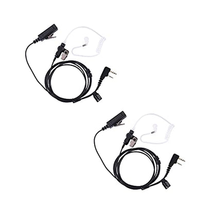 K-Storm Radio Acoustic Tube Earpiece Compatible with Kenwood Walkie Talkie | 2 Pin Surveillance Headset with Mic Fit Baofong UV-5R BF-F8HP Retevis RT21 RT22 Arcshell AR-5 - style: 2 packs