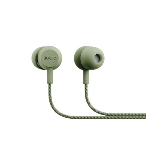 Sudio V3 Essential Wired Earbuds | in Ear Headphones with Cable and USB-C Connector | Tangle-Resistant Braided Cable | Built-in Microphone | IPX4 Water Resistant | No Charging Needed | (Green) - color: Green