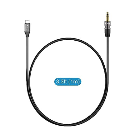 J&D USB C to 3.5mm 1/8 inch Audio Aux Cable, Compatible with iPhone 16/17 Series, Compatible with Google Pixel 10/9/8, MacBook, 3.3 Feet