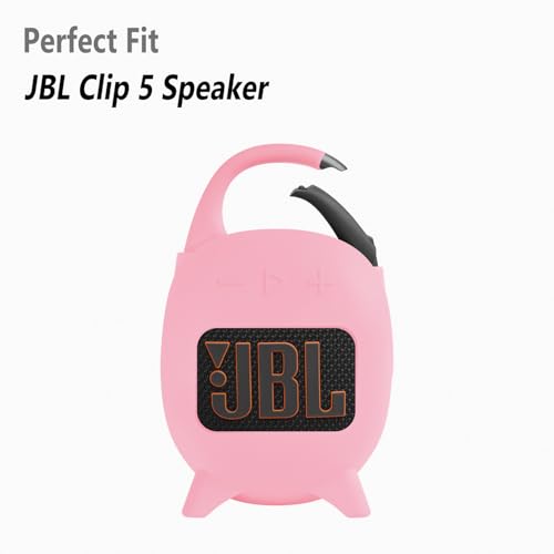 Geiomoo Silicone Carrying Case for JBL Clip 5, Protective Portable Scratch Shock Resistant Cover (Pink) - color: Pink