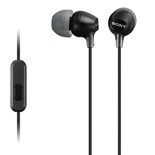 Sony MDREX15AP In-Ear Earbud Headphones with Mic, Black (MDREX15AP/B) - color: Black, style: 3.5mm Aux, Mic