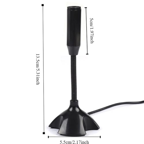 Mini USB 2.0 Condenser Microphone with Adjustable Stand - Flexible Desktop Mic for PC Laptop Recording, Meeting, Remote Work, 2M Range Clear Sound