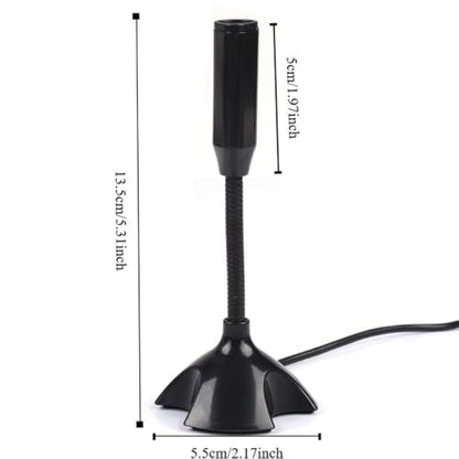 Mini USB 2.0 Condenser Microphone with Adjustable Stand - Flexible Desktop Mic for PC Laptop Recording, Meeting, Remote Work, 2M Range Clear Sound