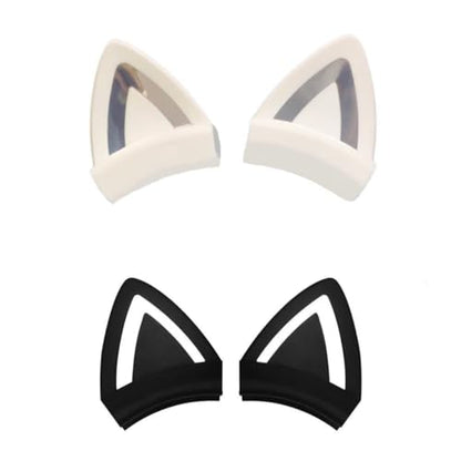 2 Pair Gaming Headsets Cat Ears Clip Universal Silicone Over-Ear Gaming Headphones Kitty Ears Headband Attachment for Kids Headphones Studio Monitor Wired On-Ear Headphone Wired Headset