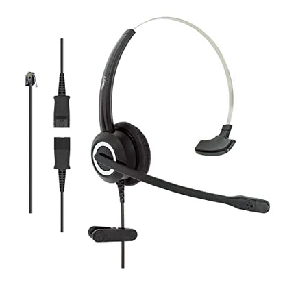 Phone Headset HD Voice Compatible Aastra Allworx AltiGen Digium IPitomy Toshiba Telephones, RJ9 & 3.5 mm Adapter Microphone Noise Cancelling - size: Mono for Avaya Allworx AltiGen Digium