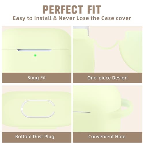 Hamile Compatible with AirPods Pro Case Protective Silicone Airpod Case Shockproof Cover Skin for Apple Airpod Pro 2019 Charging Case, with Keychain, Yellow Green-Night Glow Green - color: 7-Nightglow Green