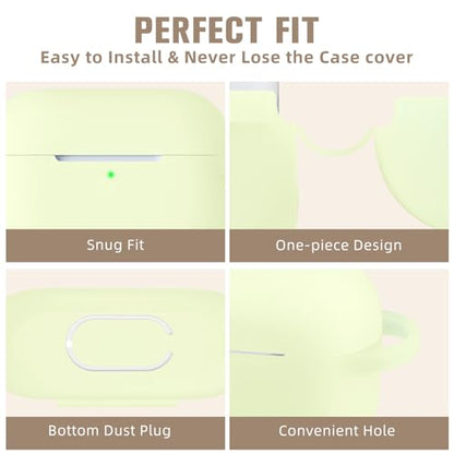 Hamile Compatible with AirPods Pro Case Protective Silicone Airpod Case Shockproof Cover Skin for Apple Airpod Pro 2019 Charging Case, with Keychain, Yellow Green-Night Glow Green - color: 7-Nightglow Green