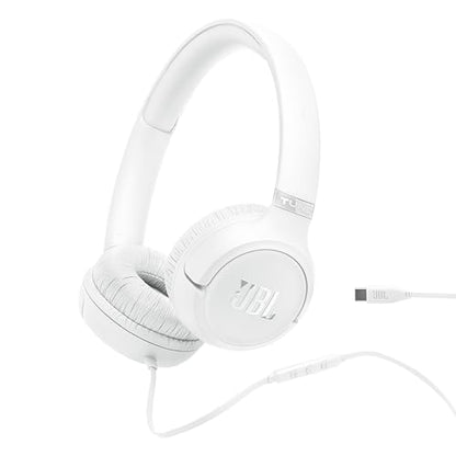 JBL Tune 530C - Wired On-Ear Headphones - White | JBL Pure Bass Sound, Hi-Res Audio, Wide compatibility, 3-button remote with microphone, Easy EQ presets - color: White