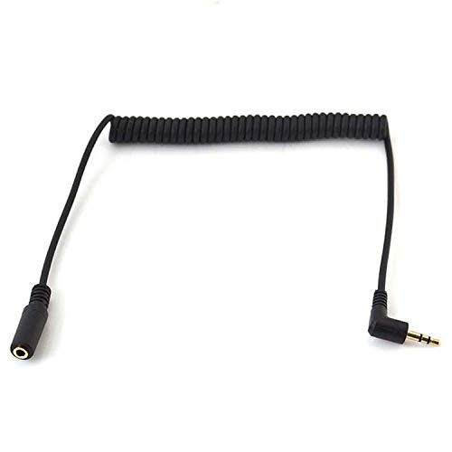 3.5mm Stereo Audio Cable, Haokiang 90 Degree Coiled Spring 3.5mm(1/8") 3Pole Male to Female 1 to 6Ft Audio Aux Extension Cable for Home/Car Stereo,Phone,Headset and More (TRS M/F)