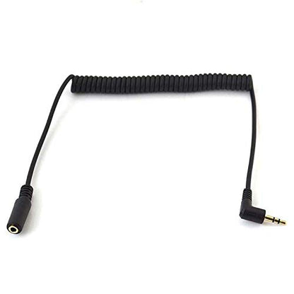 3.5mm Stereo Audio Cable, Haokiang 90 Degree Coiled Spring 3.5mm(1/8") 3Pole Male to Female 1 to 6Ft Audio Aux Extension Cable for Home/Car Stereo,Phone,Headset and More (TRS M/F)