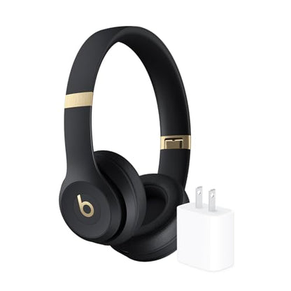 Beats Solo 4 Wireless Headphones with 20W Power Adapter - Black & Gold - color: Black & Gold, style: With Power Adapter