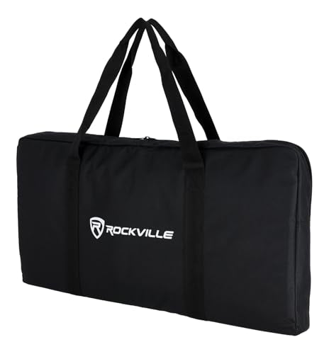 Rockville BAG for 4x SABER STANDS, Compact Carry Bag, Foam Padding, Water-Resistant Nylon, 4 Internal Pockets, for DJs and Event Lighting | Foam Padded, Water Resistant, 4 Internal Pockets for Bases, Carry Handles, Compact/Portable, Side Pocket for Screws