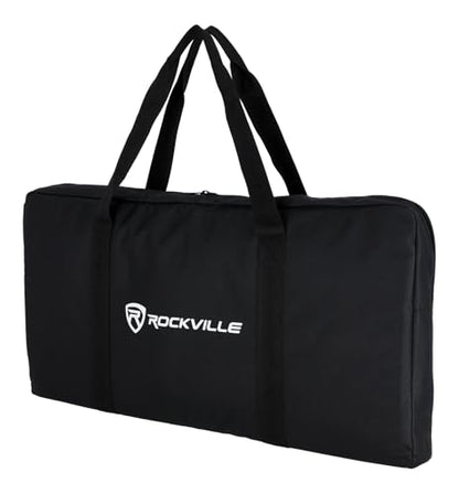 Rockville BAG for 4x SABER STANDS, Compact Carry Bag, Foam Padding, Water-Resistant Nylon, 4 Internal Pockets, for DJs and Event Lighting | Foam Padded, Water Resistant, 4 Internal Pockets for Bases, Carry Handles, Compact/Portable, Side Pocket for Screws