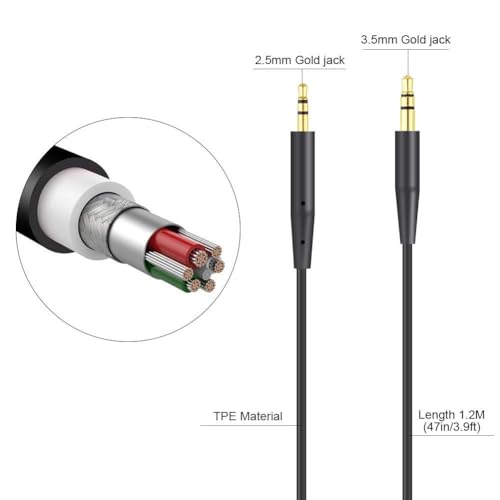 Replacement Audio Cable Compatible with Bose 700 QuietComfort Ultra QC45 QC35II QC35 QC25 NC 700 Soundlink Soundtrue Noise Cancelling Headphones (Black) - color: Black