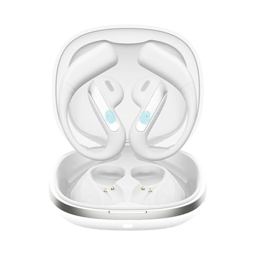 Piluyaa Open Ear Bluetooth 5.3 Earbuds, Wireless Headphones Sport Over Earphones Built-in Mic with Ear Hooks, 58H Playtime Ear Buds Fast Charging, IPX7 Waterproof for Running/Workout-White - color: WHITE