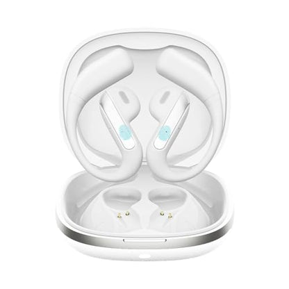 Piluyaa Open Ear Bluetooth 5.3 Earbuds, Wireless Headphones Sport Over Earphones Built-in Mic with Ear Hooks, 58H Playtime Ear Buds Fast Charging, IPX7 Waterproof for Running/Workout-White - color: WHITE