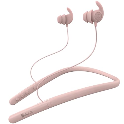 Hmusic HS88 Sleep Earbuds for Side Sleepers, 30dB Noise Isolation | Ultra-Thin Silicone, 12H Playtime with Sleep Timer, Secure Fit Neckband Headphones for Yoga, Travel, Audiobooks & Meditation - color: Pink